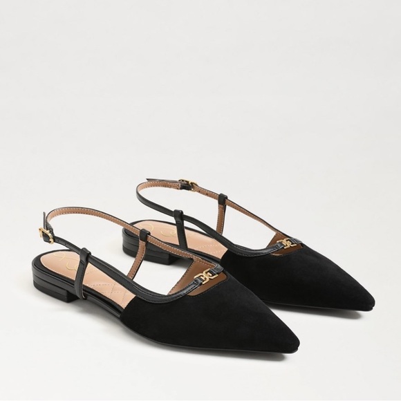 Sam Edelman Black Suede Cohen Slingback Pointed toe Flats Size 7 - Picture 7 of 15